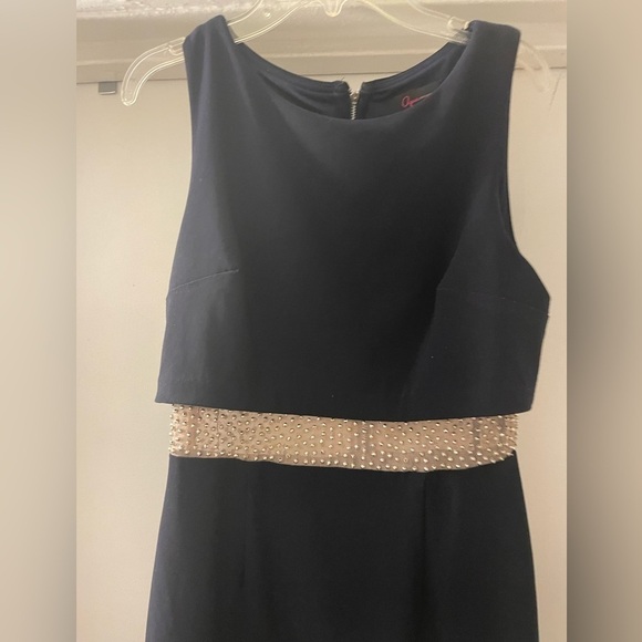 Aqua black dress with sheer pearled waist design size 2 - Picture 4 of 9